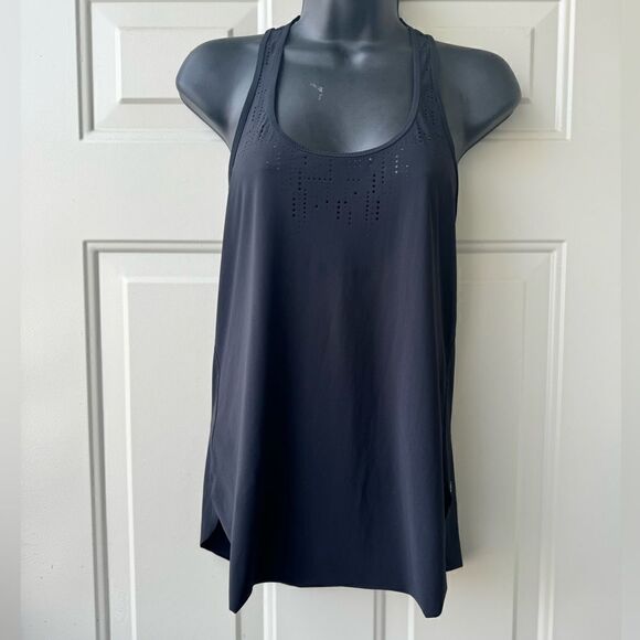 LULULEMON Small Singlet Racer Back Lasercut Logo Tank Top Black Shirt Size 4 - Picture 1 of 8